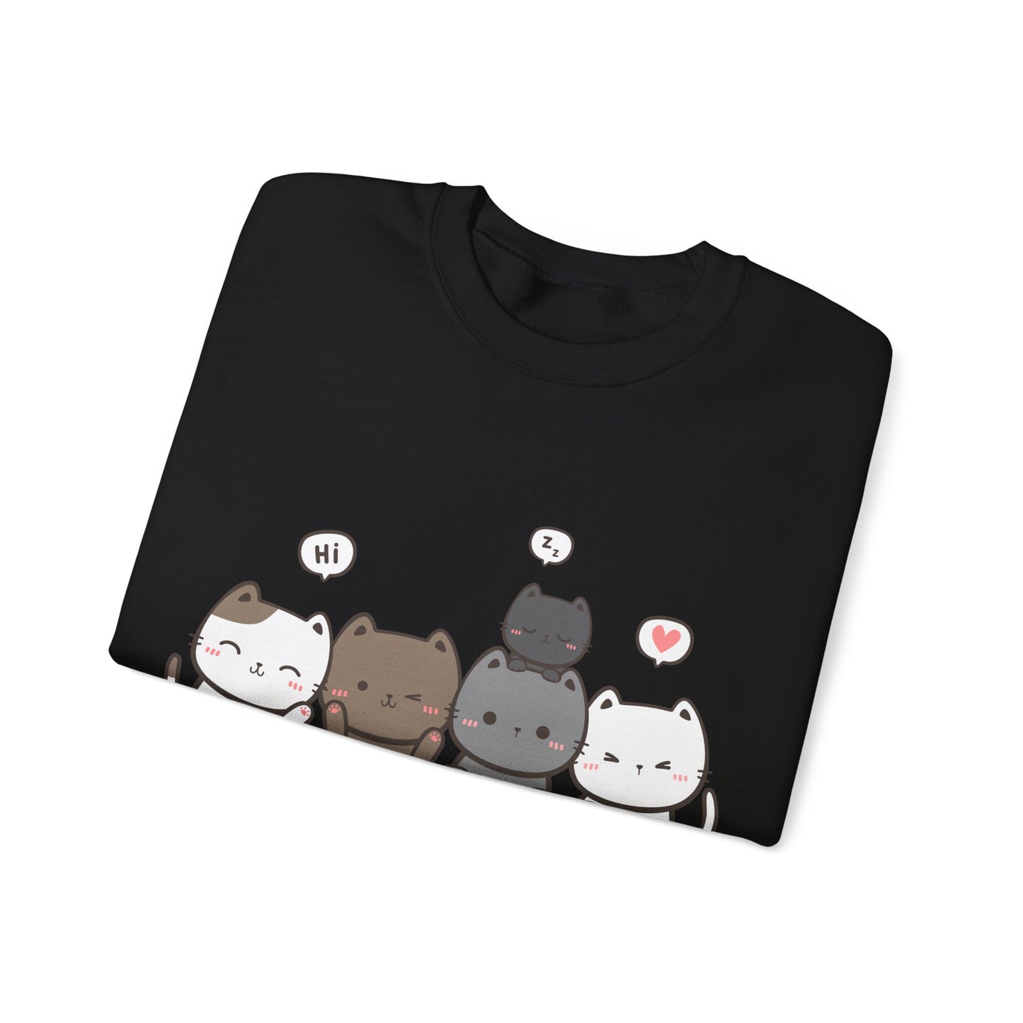 Cute Cat Crewneck Sweatshirt | Funny Animal Apparel and Kawaii Style | True North