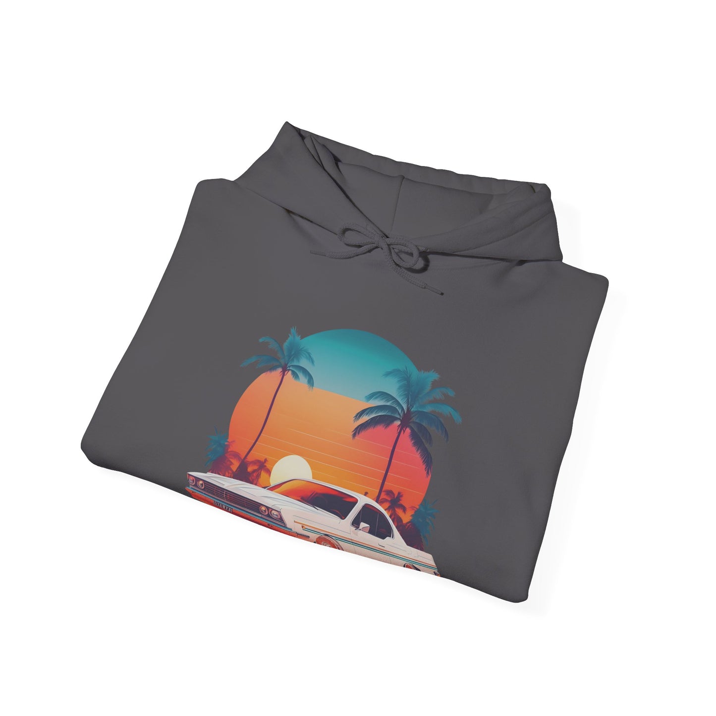 Retro Sunset Car Hooded Sweatshirt | Vintage Car Lovers | True North