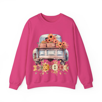 Fall Floral Truck Crewneck Sweatshirt | Autumn Apparel | True North
