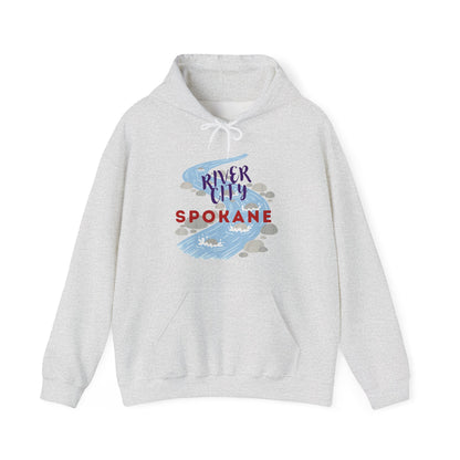 River City Spokane Hoodie - Retro Watercolor River Graphic Sweatshirt
