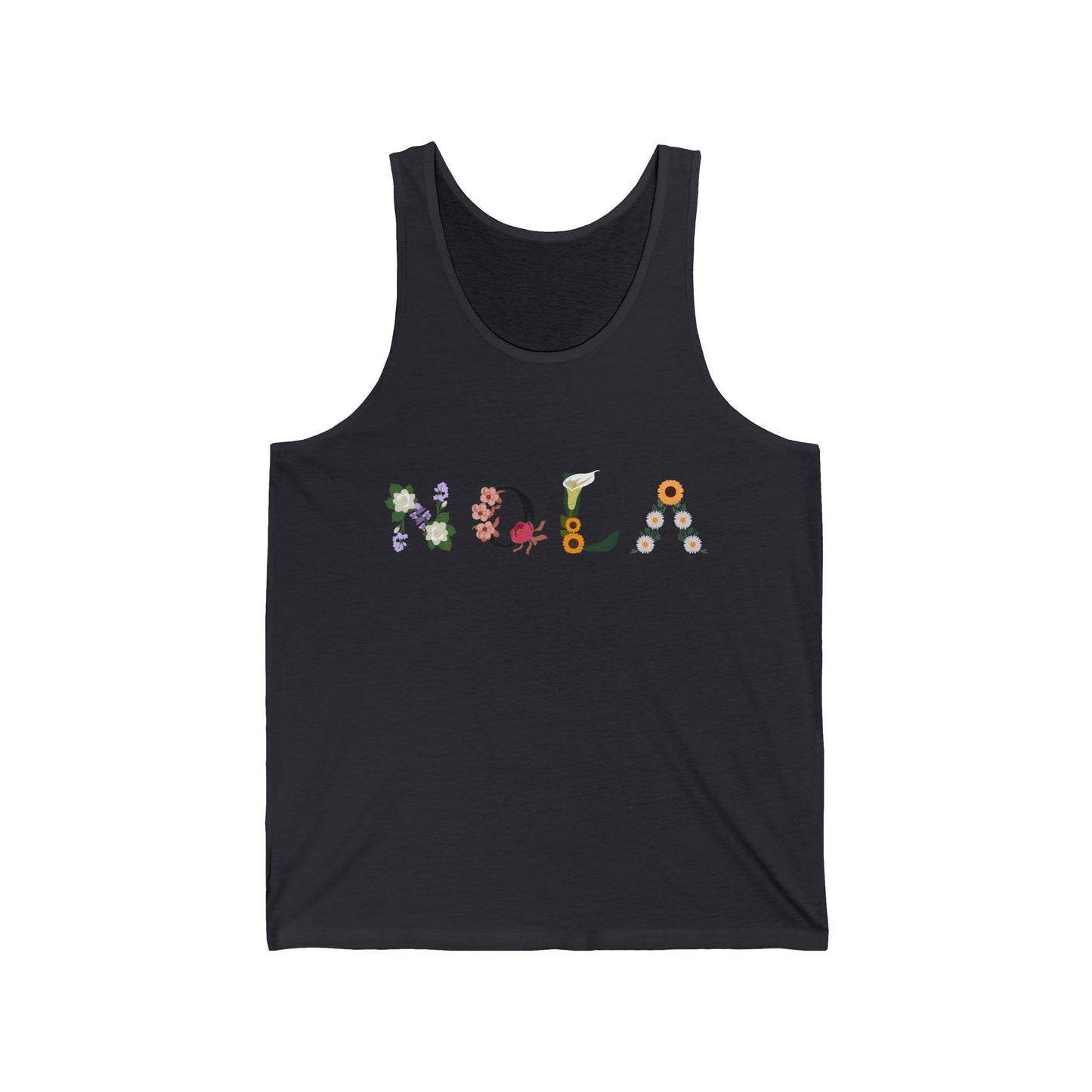 NOLA Floral Men/Unisex Tank Top | Soft Pastel Blossom Lettering  | True North