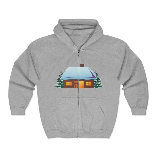 Cozy Winter Hoodie | Cabin Design Zip Sweatshirt for Holiday Apparel | True North