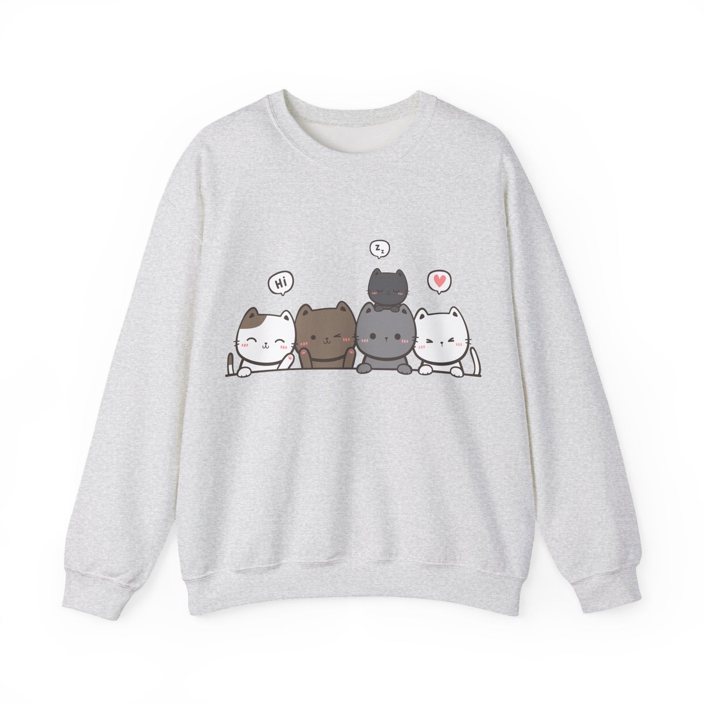 Cute Cat Crewneck Sweatshirt | Funny Animal Apparel and Kawaii Style | True North