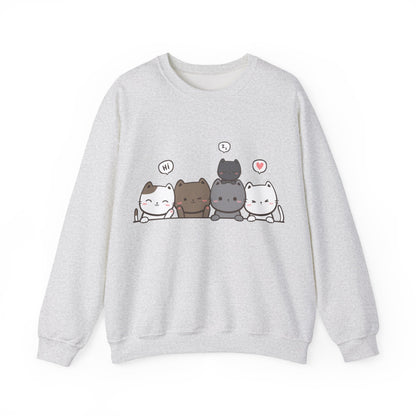 Cute Cat Crewneck Sweatshirt | Funny Animal Apparel and Kawaii Style | True North