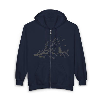 Nature-Inspired Full Zip Hoodie | Tree Branch & Bird Design | True North
