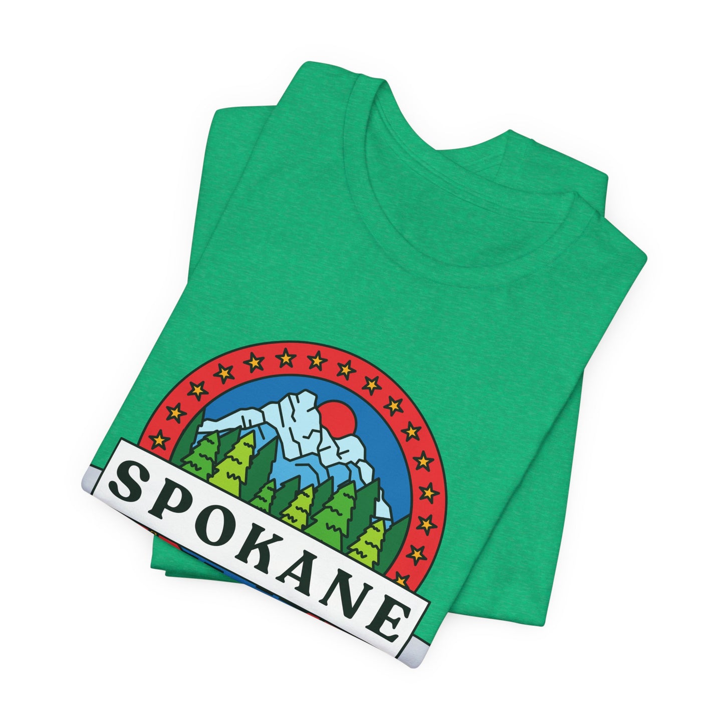 Spokane Mountain Badge T-Shirt – Scenic Riverfront Graphic Tee