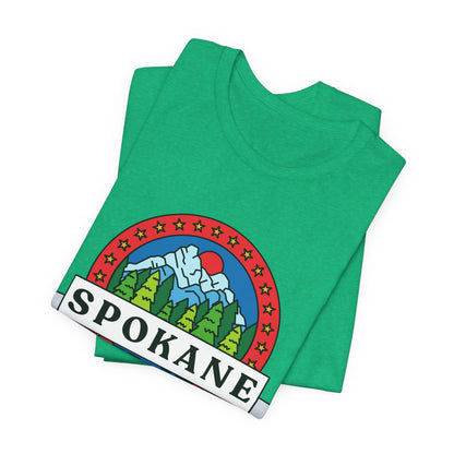 Spokane Mountain Badge T-Shirt – Scenic Riverfront Graphic Tee