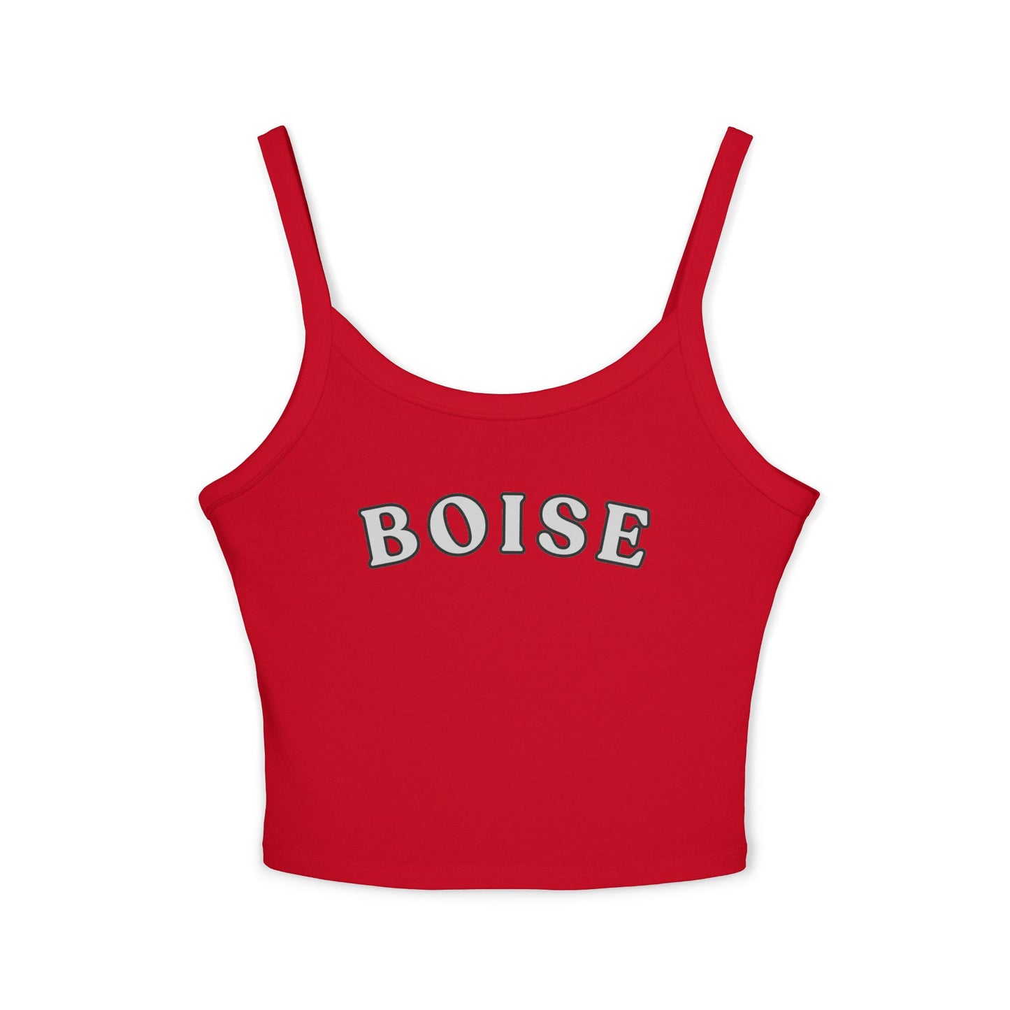 Boise Cropped Spaghetti Strap Tank - Retro Collegiate Graphic
