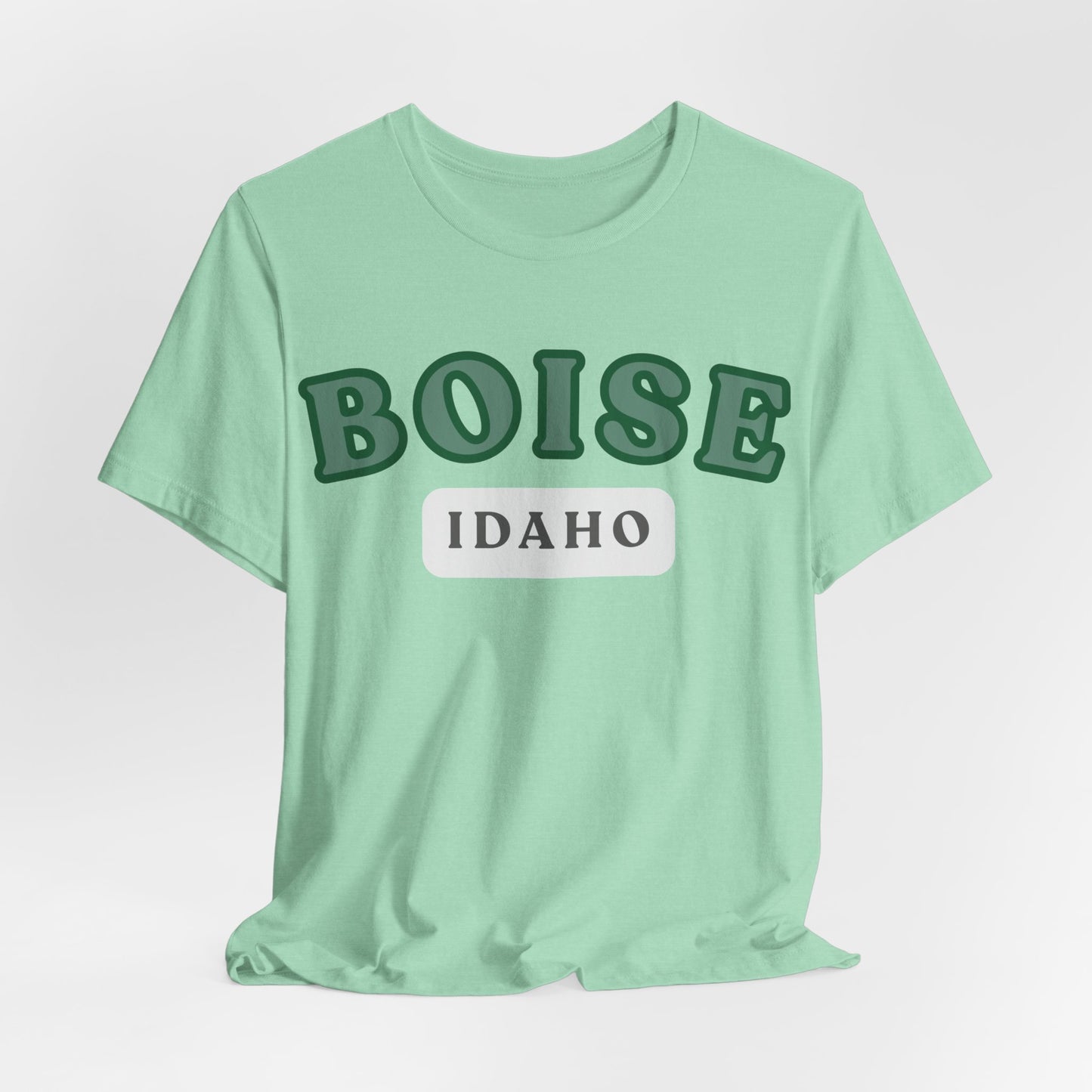 Boise Idaho Retro Collegiate T-Shirt — Vintage Green City Tee