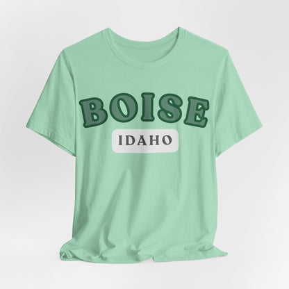 Boise Idaho Retro Collegiate T-Shirt — Vintage Green City Tee