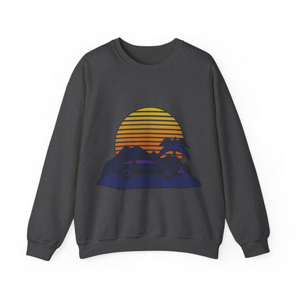 Retro Sunset Adventure Crewneck Sweatshirt | Road Trips | True North