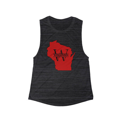 Wisconsin State Flag Women Flowy Scoop Tank Top | Soft Premium Fit | True North