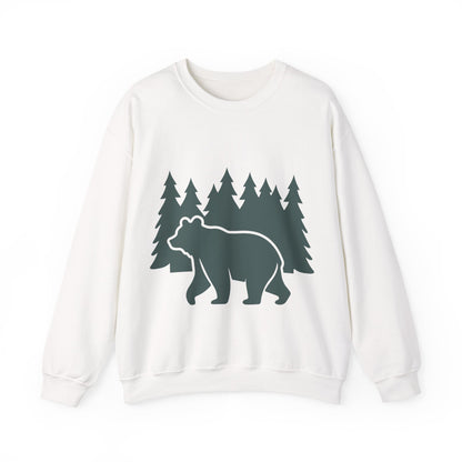 Cozy Bear Forest Crewneck Sweatshirt | Hiking, Camping, and Nature Lovers | True North