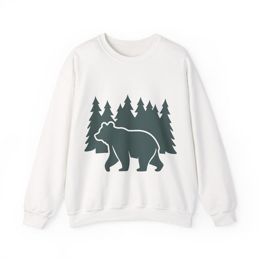 Cozy Bear Forest Crewneck Sweatshirt | Hiking, Camping, and Nature Lovers | True North