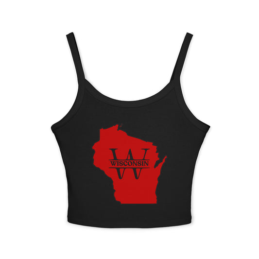 Wisconsin Map Women Spaghetti Tank Top | Soft Cotton | True North