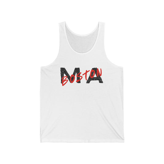 Boston MA Men/Unisex Tank Top | Distressed Bold Red | True North