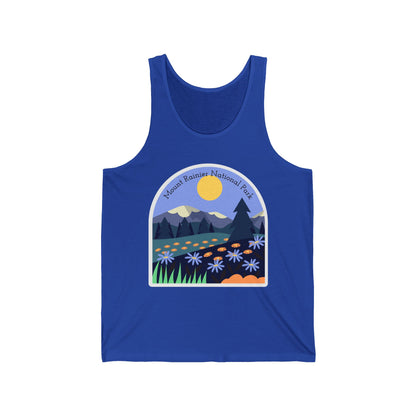 Mount Rainier National Park Men/Unisex Tank Top | Wildflower Graphic | True North