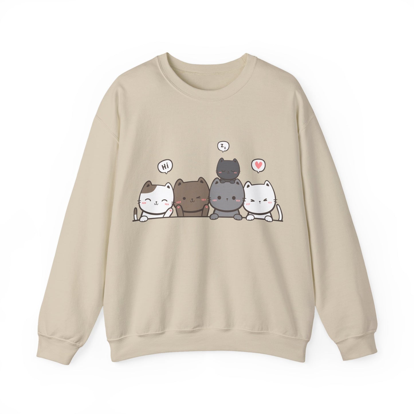 Cute Cat Crewneck Sweatshirt | Funny Animal Apparel and Kawaii Style | True North