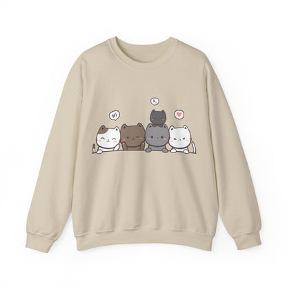 Cute Cat Crewneck Sweatshirt | Funny Animal Apparel and Kawaii Style | True North