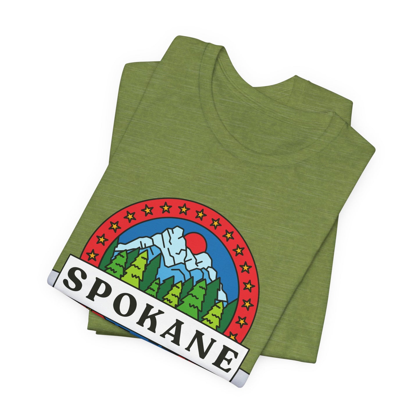 Spokane Mountain Badge T-Shirt – Scenic Riverfront Graphic Tee