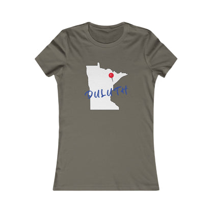 Duluth Women's Tee — Minnesota State Outline with Red Pin