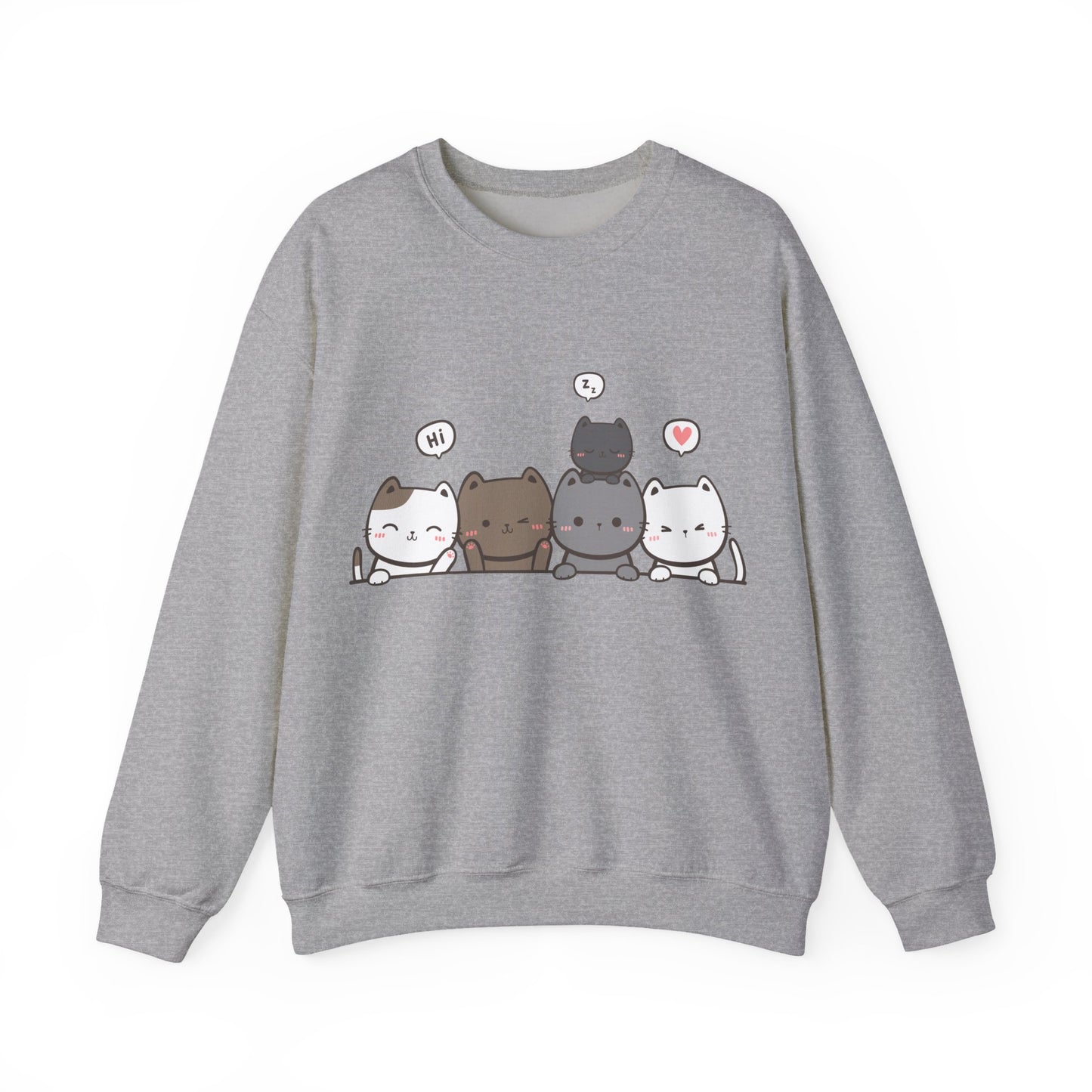 Cute Cat Crewneck Sweatshirt | Funny Animal Apparel and Kawaii Style | True North