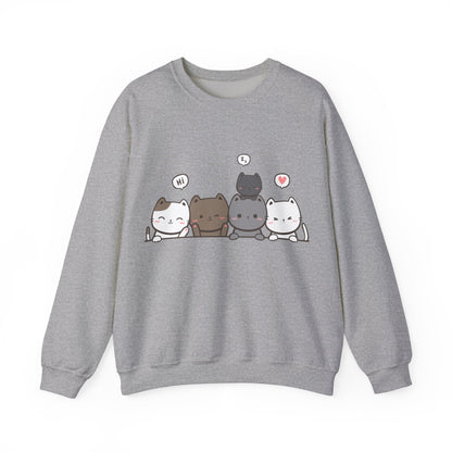 Cute Cat Crewneck Sweatshirt | Funny Animal Apparel and Kawaii Style | True North