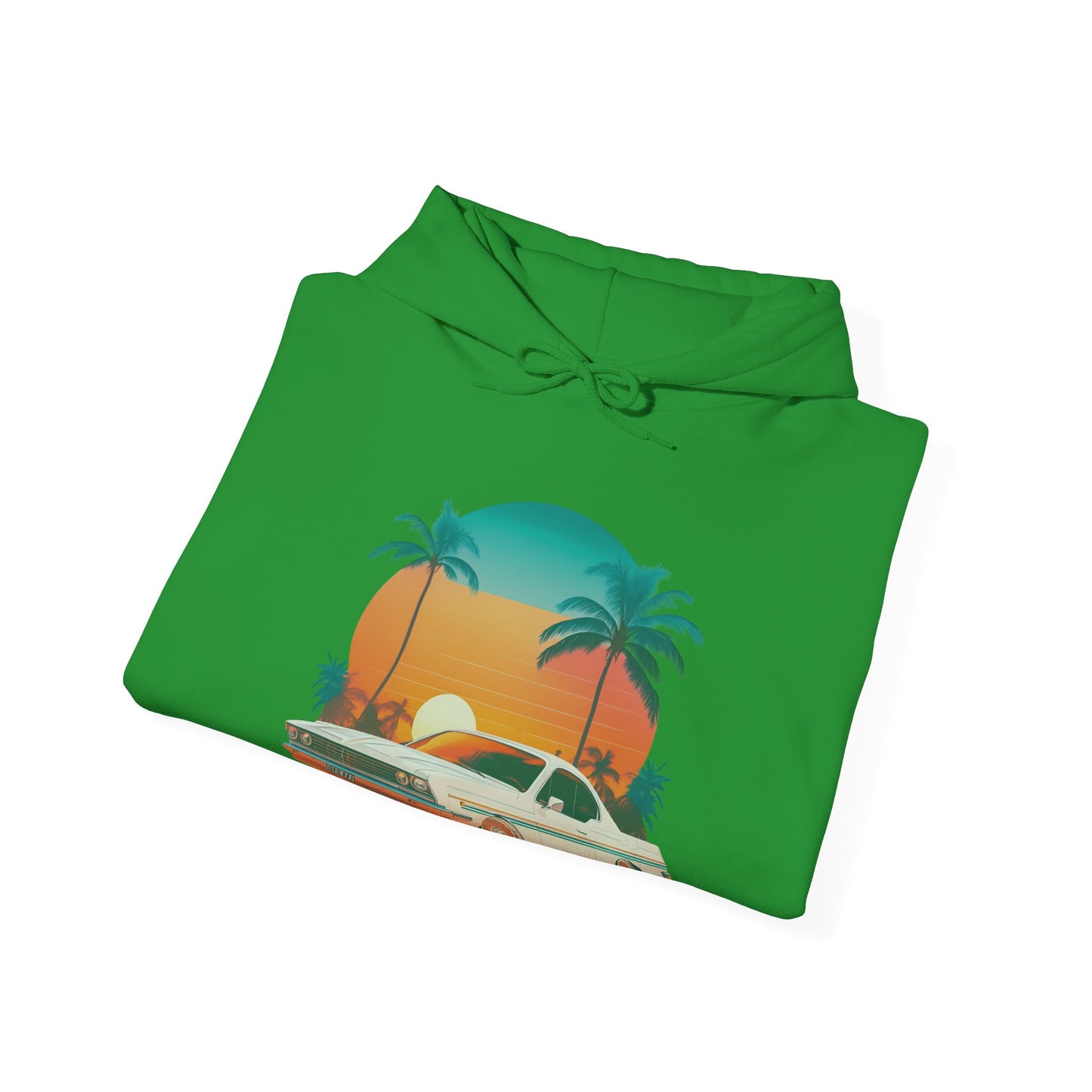 Retro Sunset Car Hooded Sweatshirt | Vintage Car Lovers | True North