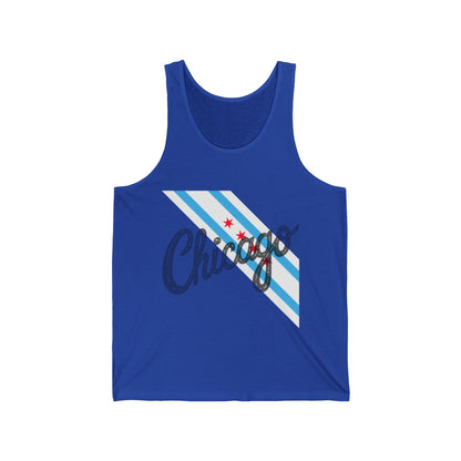 Chicago Script Men/Unisex Tank Top | Flag Stripe  | True North