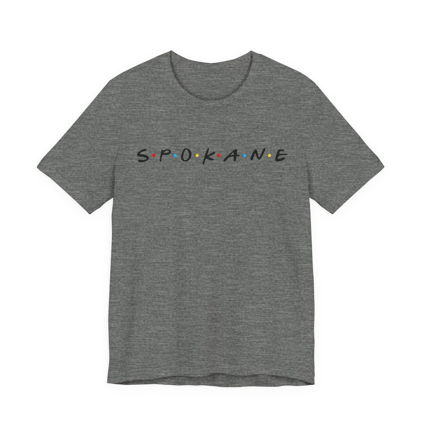 Spokane Script Tee — Retro Dotted Friend-Style City T‑Shirt