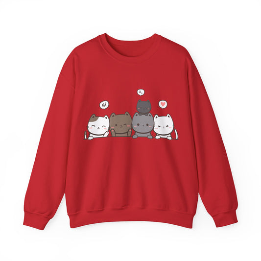 Cute Cat Crewneck Sweatshirt | Funny Animal Apparel and Kawaii Style | True North