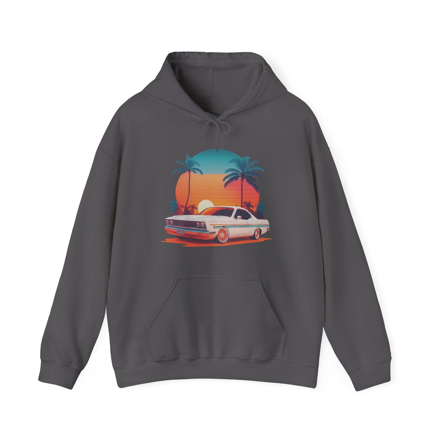 Retro Sunset Car Hooded Sweatshirt | Vintage Car Lovers | True North