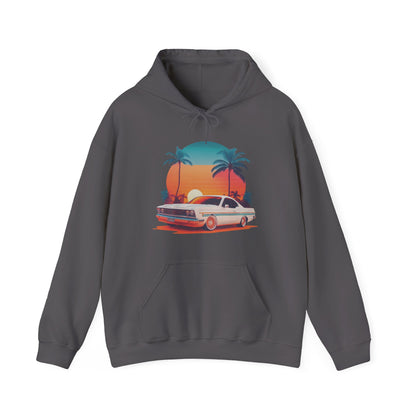 Retro Sunset Car Hooded Sweatshirt | Vintage Car Lovers | True North