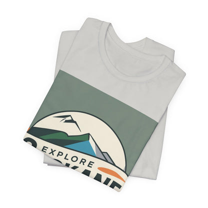 Explore Spokane Graphic Tee — Vintage Mountain & River Travel Shirt