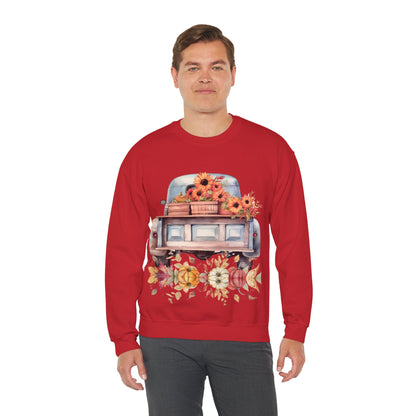 Fall Floral Truck Crewneck Sweatshirt | Autumn Apparel | True North