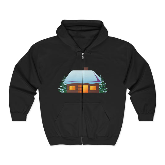 Cozy Winter Hoodie | Cabin Design Zip Sweatshirt for Holiday Apparel | True North