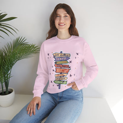 Travel Destination Crewneck Sweatshirt | Streetwear, Adventure Fashion, World Map Merch | True North