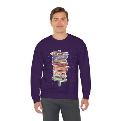 Travel Destination Crewneck Sweatshirt | Streetwear, Adventure Fashion, World Map Merch | True North