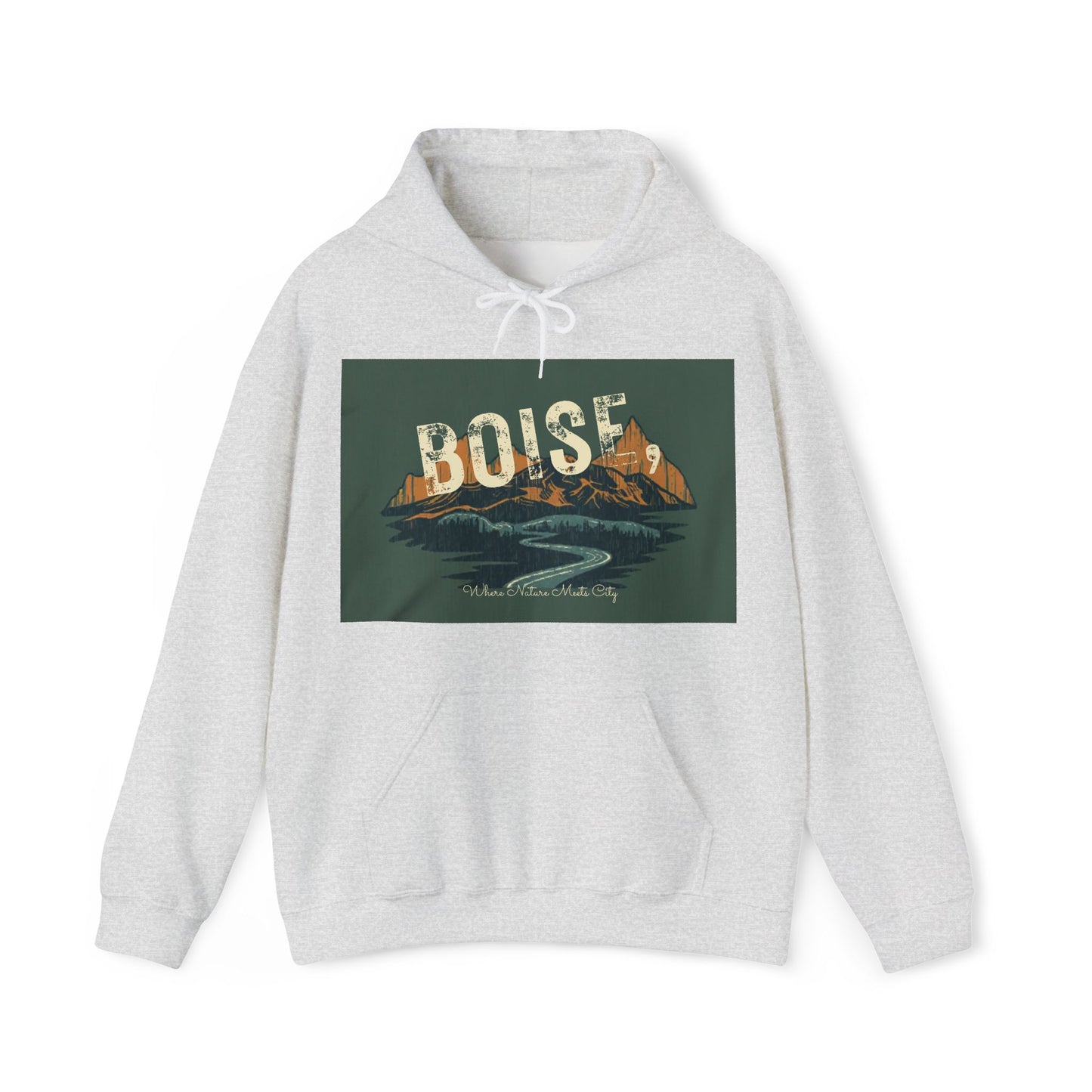 Boise Vintage Mountain Hoodie — River Scenic Outdoor Sweatshirt