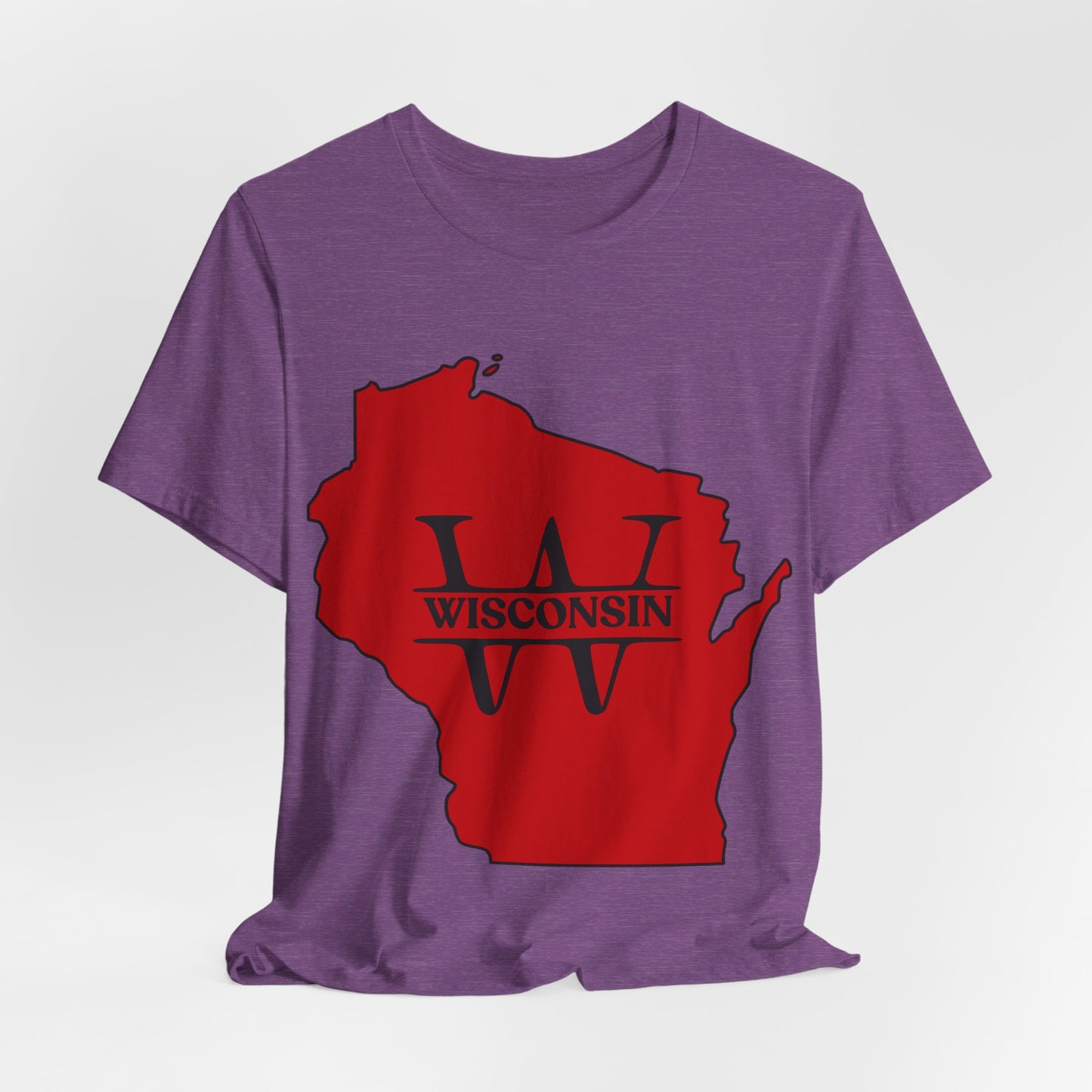 Wisconsin State Outline Tee with W Monogram — Red Badger Pride Shirt MADISON JERSEY TEE
