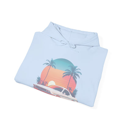 Retro Sunset Car Hooded Sweatshirt | Vintage Car Lovers | True North