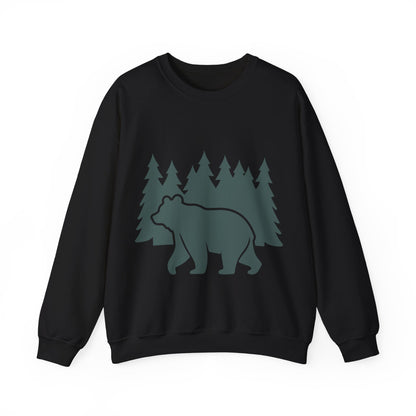 Cozy Bear Forest Crewneck Sweatshirt | Hiking, Camping, and Nature Lovers | True North