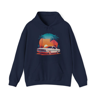 Retro Sunset Car Hooded Sweatshirt | Vintage Car Lovers | True North