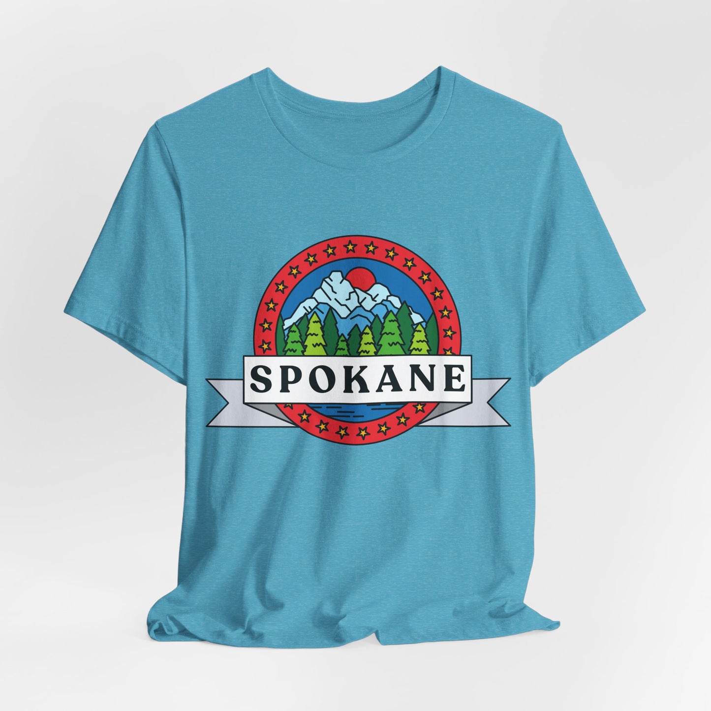Spokane Mountain Badge T-Shirt – Scenic Riverfront Graphic Tee
