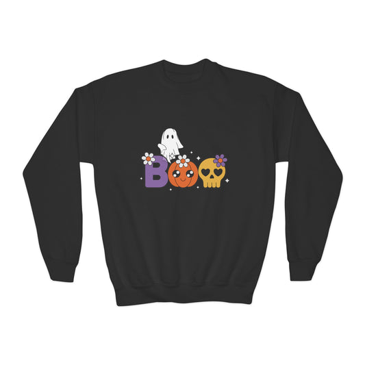 Cute Halloween Youth Crewneck Sweatshirt | BOO Graphic Sweatshirt | True North