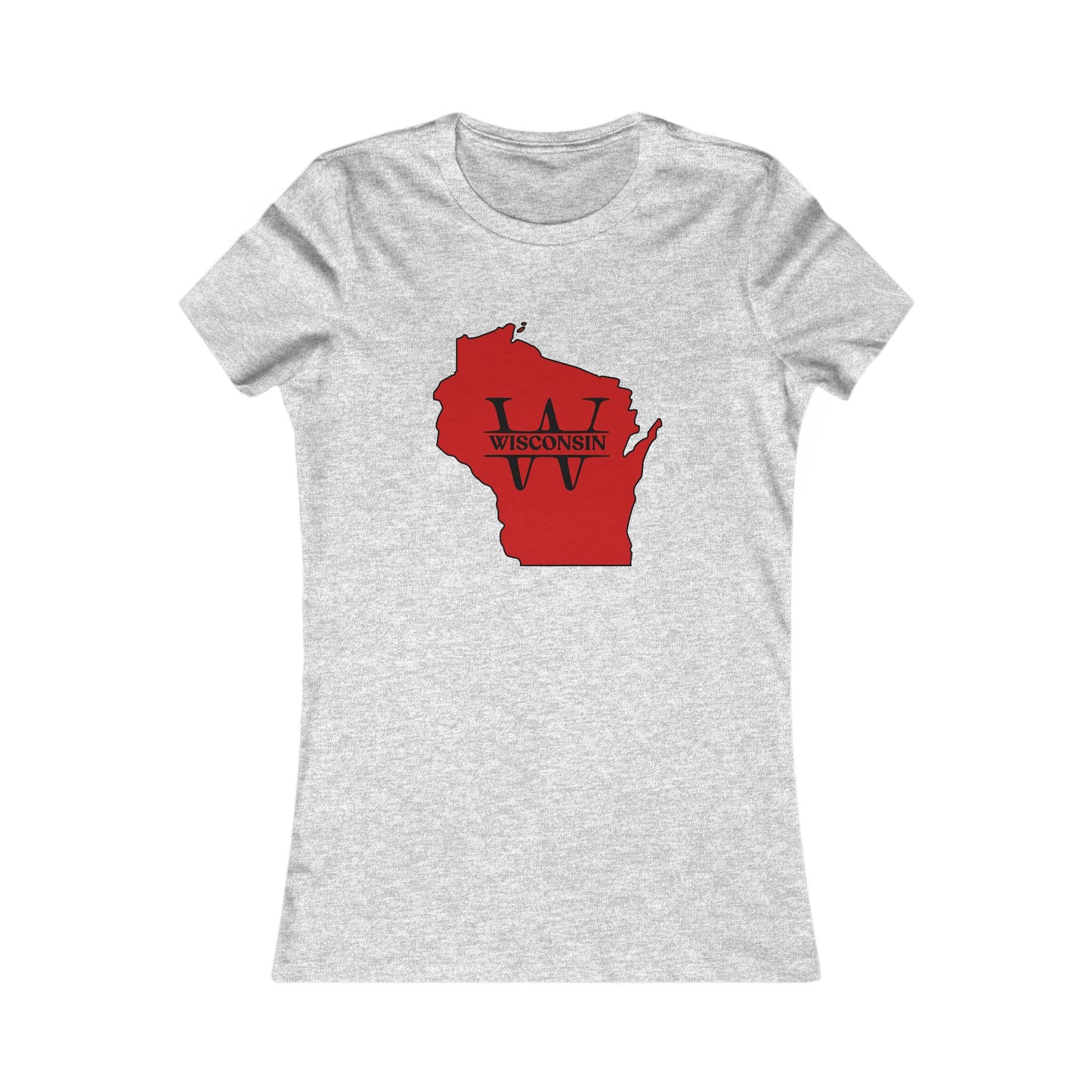 Wisconsin State Outline Tee — Red Wisconsin Map Graphic Women's T-Shirt MADISON