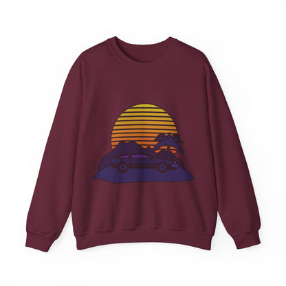 Retro Sunset Adventure Crewneck Sweatshirt | Road Trips | True North
