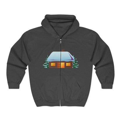 Cozy Winter Hoodie | Cabin Design Zip Sweatshirt for Holiday Apparel | True North