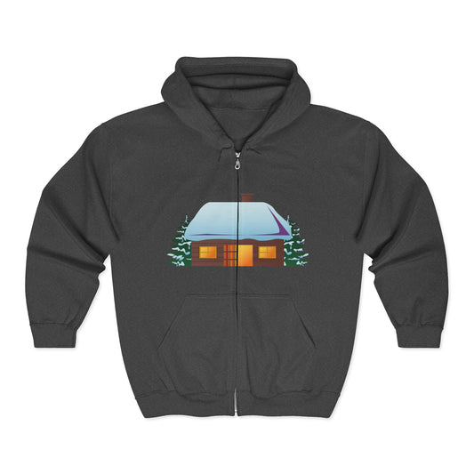 Cozy Winter Hoodie | Cabin Design Zip Sweatshirt for Holiday Apparel | True North