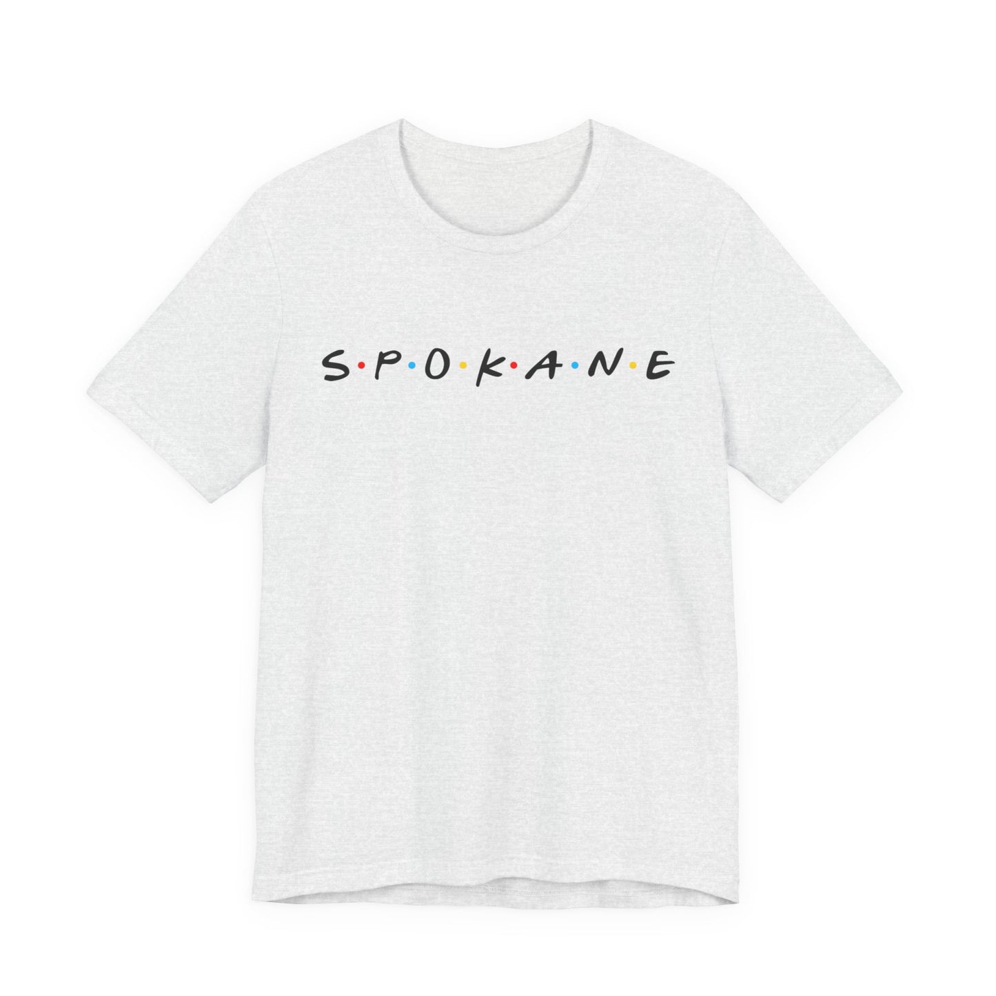 Spokane Script Tee — Retro Dotted Friend-Style City T‑Shirt